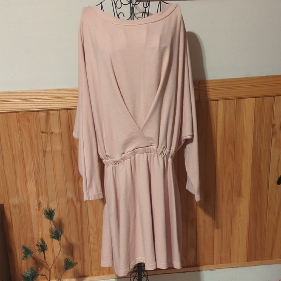 Free People FP Beach Santa Maria Mini Wrap Knit Dress Twist Dolman XL Sand NICE - Picture 5 of 12